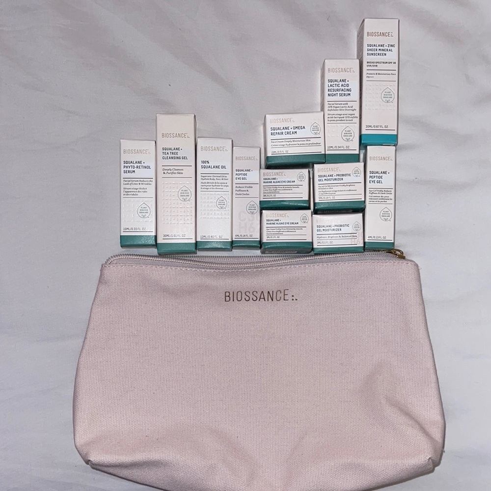Biossance Sample Skincare Bundle+ Pink Bag